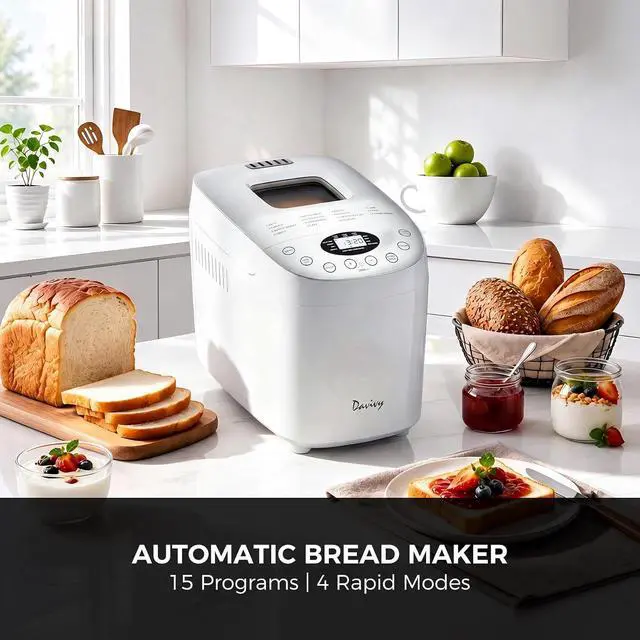 Alt view image 2 of 7 - Bread Maker Machine with 2 Dough Kneading Paddles,15-in-1 Automatic Large Capacity Bread Machine Nonstick Bowl For Bread, Jam& Yogurt, 3 Loaf Sizes and 3 Crust Settings