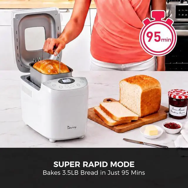 Alt view image 5 of 7 - Bread Maker Machine with 2 Dough Kneading Paddles,15-in-1 Automatic Large Capacity Bread Machine Nonstick Bowl For Bread, Jam& Yogurt, 3 Loaf Sizes and 3 Crust Settings