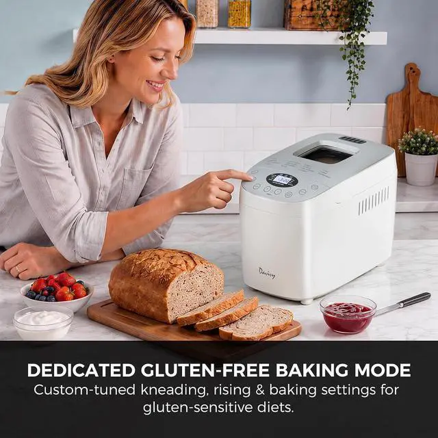 Alt view image 7 of 7 - Bread Maker Machine with 2 Dough Kneading Paddles,15-in-1 Automatic Large Capacity Bread Machine Nonstick Bowl For Bread, Jam& Yogurt, 3 Loaf Sizes and 3 Crust Settings