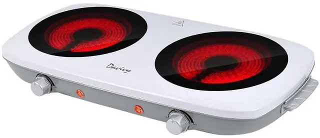 Main image of Double Burner Hot Plate Electric, 1800W Portable Electric Cooktop Burner with 7.9 Inch Crystallite Ceramic Glass, Dual Hot Plate for Cooking, 2 Burner Hot Plate for Camping Dorm RV, Lightweight
