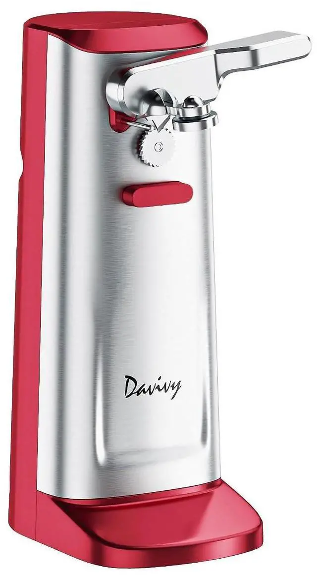 Main image of Electric Can Opener, Removable Stainless Steel Cutter and 3-in-1 Design with Sharpener and Bottle Opener (Red-Stainless Steel)