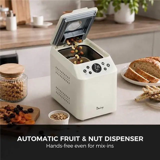 Alt view image 2 of 7 - 3 LB Bread Maker | 20-in-1 Automatic Bread Machine, Ceramic Pan & Auto Fruit Nut Dispenser, Dual Heaters, Quiet Motor, 15H Delay Timer, Sourdough,Gluten free