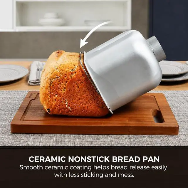 Alt view image 5 of 7 - 3 LB Bread Maker | 20-in-1 Automatic Bread Machine, Ceramic Pan & Auto Fruit Nut Dispenser, Dual Heaters, Quiet Motor, 15H Delay Timer, Sourdough,Gluten free