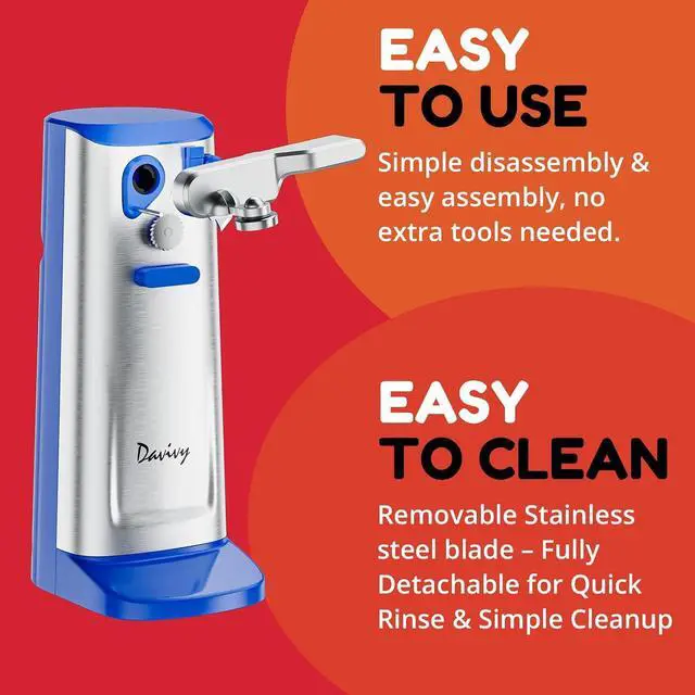 Alt view image 3 of 7 - Extra-Tall Stainless steel Electric Can Opener,Multifunctional Jar and Bottle Opener Knife Sharpener and Cord Storage,Automatic shut off, Blue