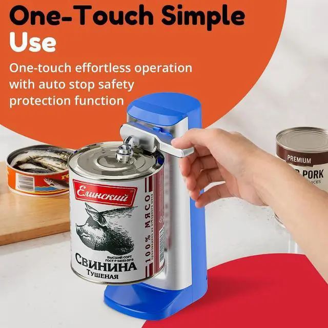 Alt view image 5 of 7 - Extra-Tall Stainless steel Electric Can Opener,Multifunctional Jar and Bottle Opener Knife Sharpener and Cord Storage,Automatic shut off, Blue
