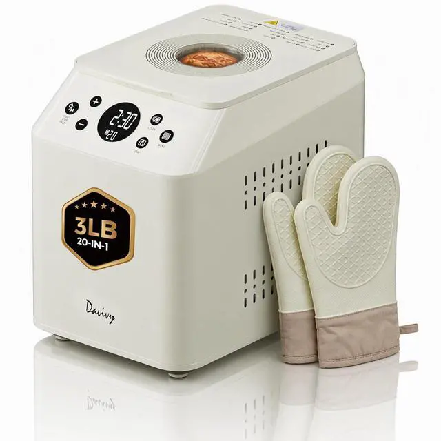 Main image of 3 LB Bread Maker, 20-in-1 Auto Bread Machine, Ceramic Pan & Dual Heaters, Quiet Motor, 15H Delay Timer, Stainless Steel Housing