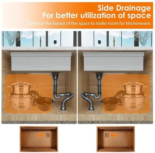 Alt view image 3 of 7 - 31 Inch Kitchen Sink, 31x21 Inch Single Bowl Undermount Workstation Sink with Double Track, 16 Gauge Rose Gold Stainless Steel Work Station Kitchen Sink with Multiple Accessories