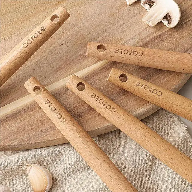 Alt view image 6 of 7 - Silicone Cooking Utensils Set, Kitchen Utensils Set 10 Pcs for cooking, BPA Free Spatula Set with Heat Resistant Wood Handles for Nonstick Cookware (Cream White) (Pack of 2)