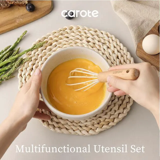 Alt view image 5 of 7 - Silicone Cooking Utensils Set, Kitchen Utensils Set 10 Pcs for cooking, BPA Free Spatula Set with Heat Resistant Wood Handles for Nonstick Cookware (Cream White) (Pack of 2)
