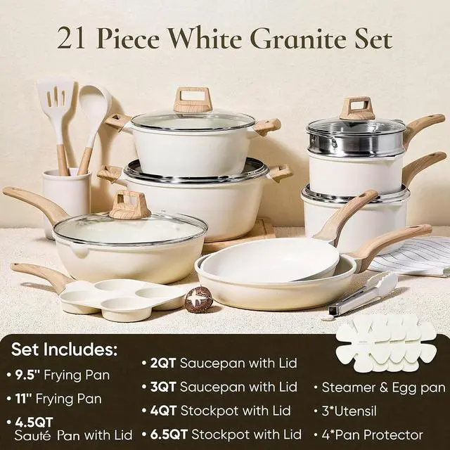 Alt view image 2 of 7 - 21pcs Pots and Pans Set, Nonstick Cookware Sets, with Egg Pan