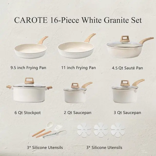 Alt view image 2 of 7 - 16pcs Nonstick Cookware Sets, Pots and Pans Set