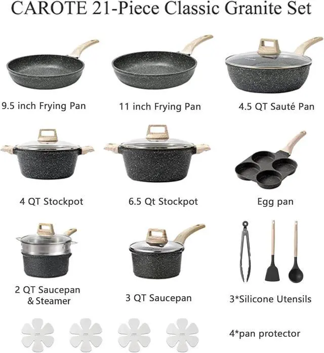 Alt view image 2 of 6 - 21pcs Nonstick Pots and Pans Set, Cookware Sets, with Egg Pan