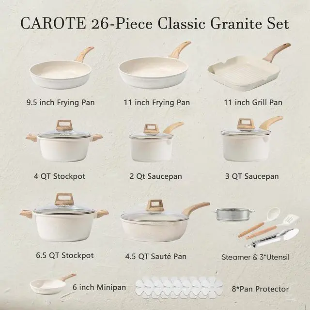 Alt view image 2 of 7 - 26pcs Pots and Pans Set, Nonstick Cookware Sets, with Grill Pan