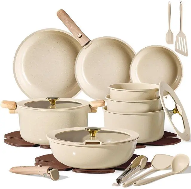 Main image of 25pcs Ceramic Cookware Set, Pots and Pans Set with Detachable Handle