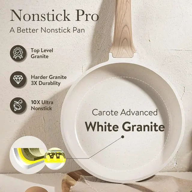 Alt view image 5 of 7 - 3Pcs Cream White Non Stick Skillet Set, Cream White