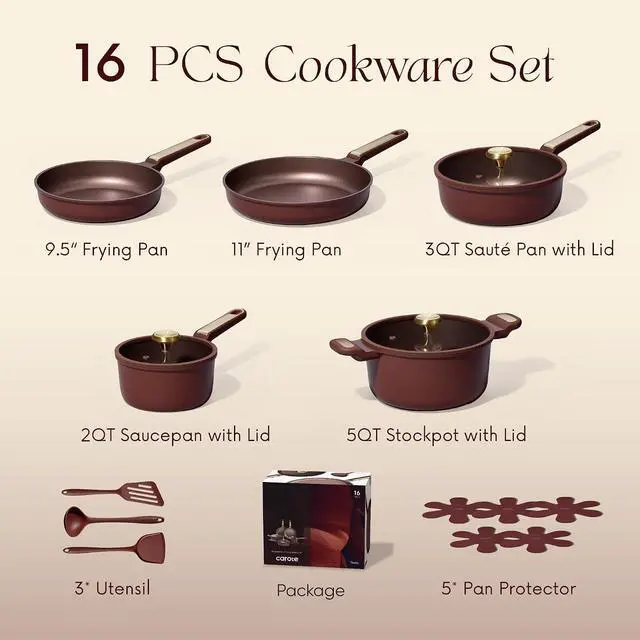 Alt view image 2 of 7 - Cookware Sets, Pots and Pans Set Non Stick, 16pcs