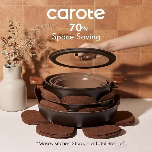 Alt view image 4 of 7 - 25pcs Ceramic Cookware Set, Pots and Pans Set with Detachable Handle