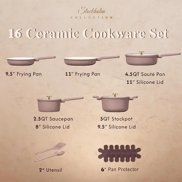 Alt view image 2 of 7 - Ceramic Cookware Set, Pots and Pans Set Non stick, 14-Piece Induction Cookware, Non toxic Healthy Non Stick Kitchen Cooking Set, with Frying Pans Set,Large Capacity Soup Pot