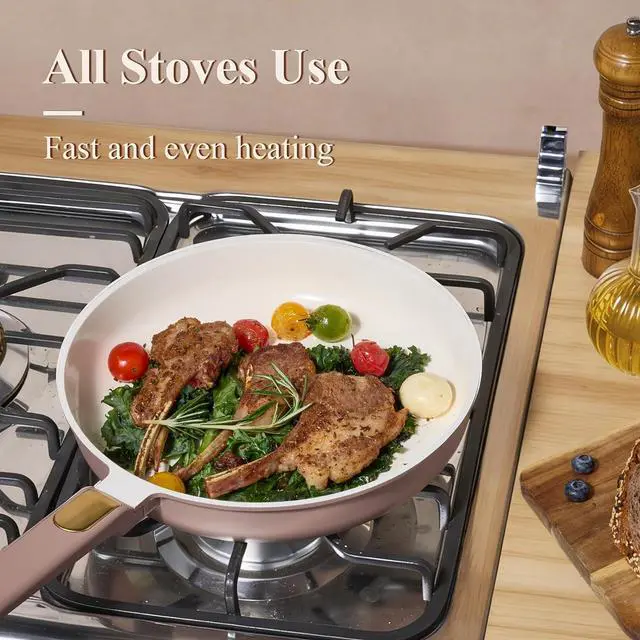Alt view image 6 of 7 - Ceramic Cookware Set, Pots and Pans Set Non stick, 14-Piece Induction Cookware, Non toxic Healthy Non Stick Kitchen Cooking Set, with Frying Pans Set,Large Capacity Soup Pot