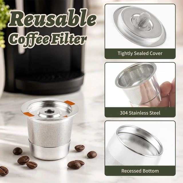 Alt view image 2 of 7 - 1 Pack reusable k cups Compatible with Keurig 2.0 and 1.0,Stainless Steel k Cups Coffee Pods