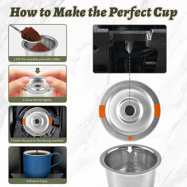 Alt view image 4 of 7 - 1 Pack reusable k cups Compatible with Keurig 2.0 and 1.0,Stainless Steel k Cups Coffee Pods