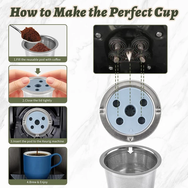 Alt view image 3 of 7 - 1 Pack K Cups Reusable Coffee Pods, Stainless Steel K Cups Refillable Coffee Filters