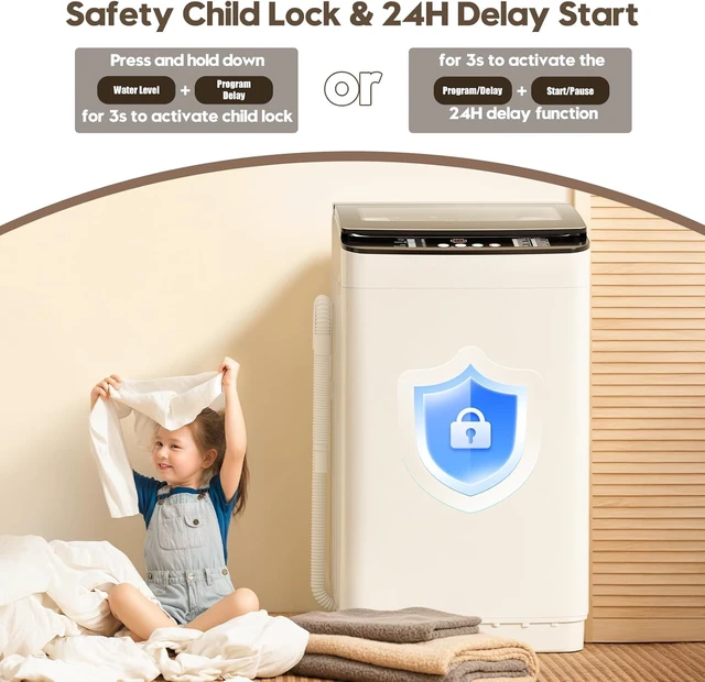 Alt view image 3 of 7 - Portable Washer and Dryer Combo Set, 1.8 CU.FT Portable Clothes Dryers with Boot Dryer, 28 lbs Fully Automatic Washing Machine, Compact Washer and Dryer for Apartment, RV, Dorm, Blue