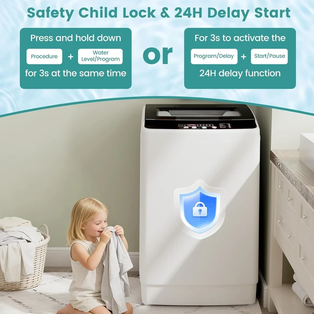 Alt view image 5 of 7 - 35 lbs Washing Machine, Fully Automatic Portable Washer with LED Display, 12 Wash Cycles, 8 Water Levels, Large Capacity Washer and Spin Dryer Combo with Drain Pump for Apartment, Home