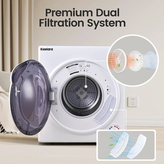 Alt view image 4 of 7 - Portable Dryers for Laundry 1500W, 3.0 cu.ft Apartment Dryer with 4 drying Mode, Front Load Electric Dryer for RVs and Apartments, White