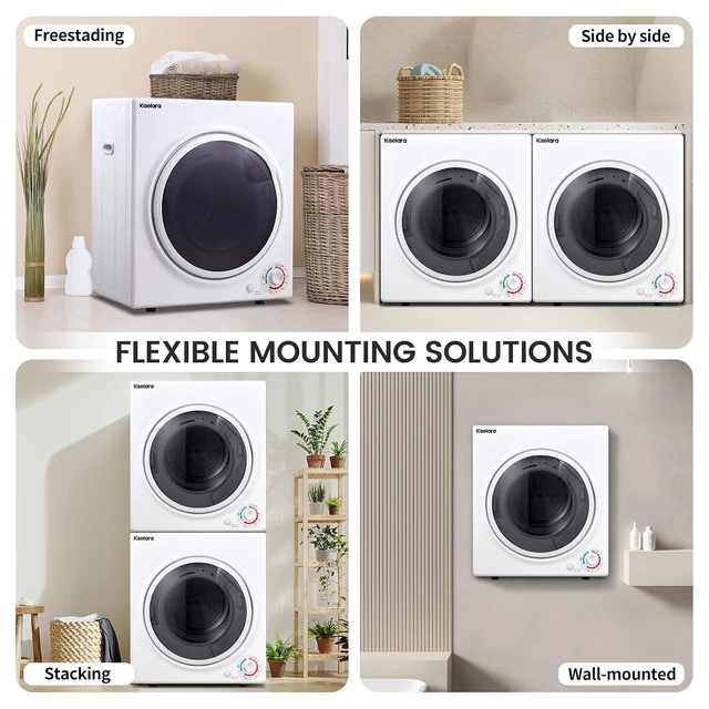 Alt view image 6 of 7 - Portable Dryers for Laundry 1500W, 3.0 cu.ft Apartment Dryer with 4 drying Mode, Front Load Electric Dryer for RVs and Apartments, White
