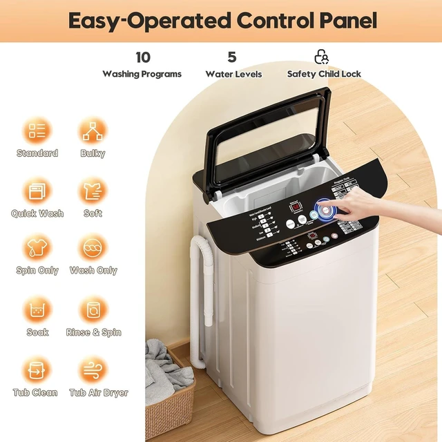 Alt view image 2 of 7 - Portable Washer and Dryer Combo Set, 1.8 CU.FT Portable Clothes Dryers with Boot Dryer, 28 lbs Fully Automatic Washing Machine, 7 Wash Cycles, Compact Washer and Dryer for Apartment, RV, Dorm