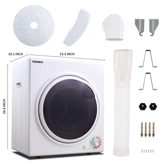 Alt view image 7 of 7 - Portable Dryers for Laundry 1500W, 3.0 cu.ft Apartment Dryer with 4 drying Mode, Front Load Electric Dryer for RVs and Apartments, White