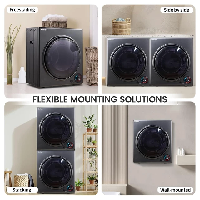 Alt view image 6 of 7 - Portable Dryer 3.0 cu.ft, 1500W Compact Dryer with Stainless Steel Tub, 4 Drying Mode, Overheat Protection, Apartment, Dorms, RVs, Black