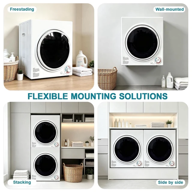 Alt view image 7 of 7 - 3.0 Cu.Ft Portable Dryer for Clothes, 1500W Dryer, 4 Drying Mode