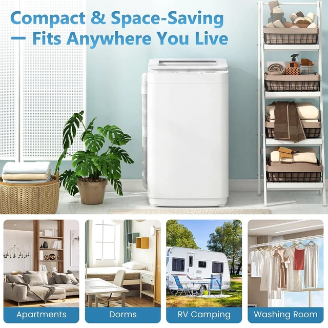 Alt view image 6 of 7 - Portable Washing Machine, 0.9 cu.ft Compact Fully Automatic Washer with Drain Pump, 10 Programs, 3 Water Levels, Small Washer Dryer Combo for Apartment, RV, Dorm