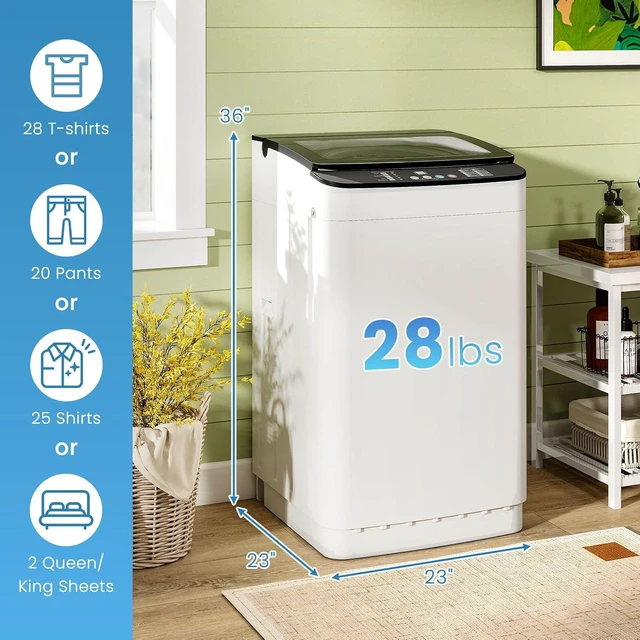 Alt view image 7 of 7 - Portable Washing Machine, 2.4 cu.ft Capacity Fully Automatic Washer with Drain Pump, 10 Programs, 5 Water Levels, Portable Washer Dryer Combo for Apartment, RV, Dorm