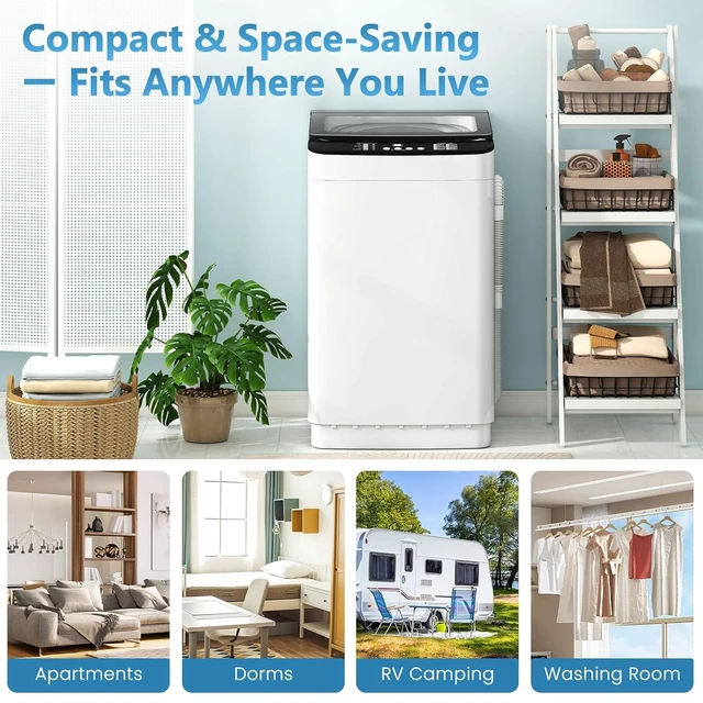 Alt view image 6 of 7 - Portable Washing Machine, 2.4 cu.ft Capacity Fully Automatic Washer with Drain Pump, 10 Programs, 5 Water Levels, Portable Washer Dryer Combo for Apartment, RV, Dorm