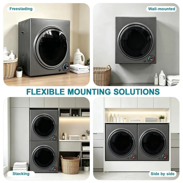 Alt view image 7 of 7 - 3.0 Cu.Ft Portable Dryer for Clothes, 1500W Dryer, 4 Drying Mode