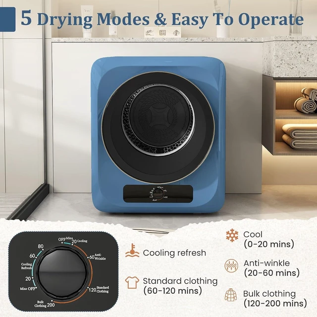 Alt view image 6 of 7 - Portable Washer and Dryer Combo, 20 Lbs Twin Tub Washing Machine, 1.5 Cu.Ft Compact Clothes Dryer, Portable Washing Machine and Dryer Set for Laundry, Apartment, RV, Dorm, Blue