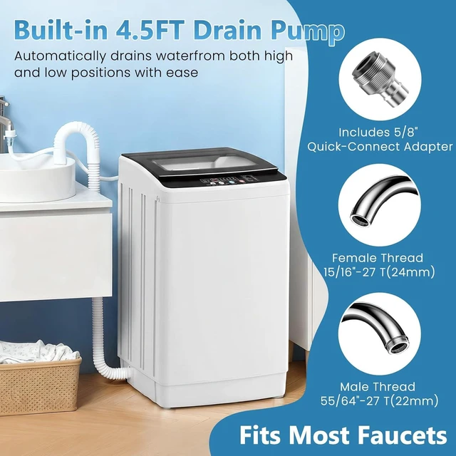 Alt view image 5 of 7 - Washing Machine, 3.0 cu.ft Fully Automatic Washer with Drain Pump, 12 Programs, 8 Water Levels, Large Washer Dryer Combo for Home Washing Room