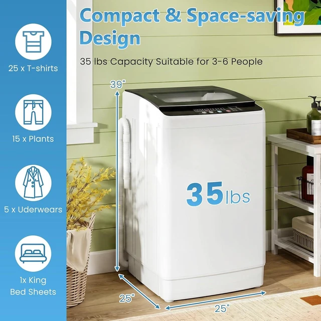 Alt view image 7 of 7 - Washing Machine, 3.0 cu.ft Fully Automatic Washer with Drain Pump, 12 Programs, 8 Water Levels, Large Washer Dryer Combo for Home Washing Room