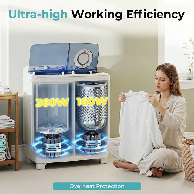 Alt view image 4 of 7 - Portable Washer 28lbs Twin Tub Compact with Drain Pump
