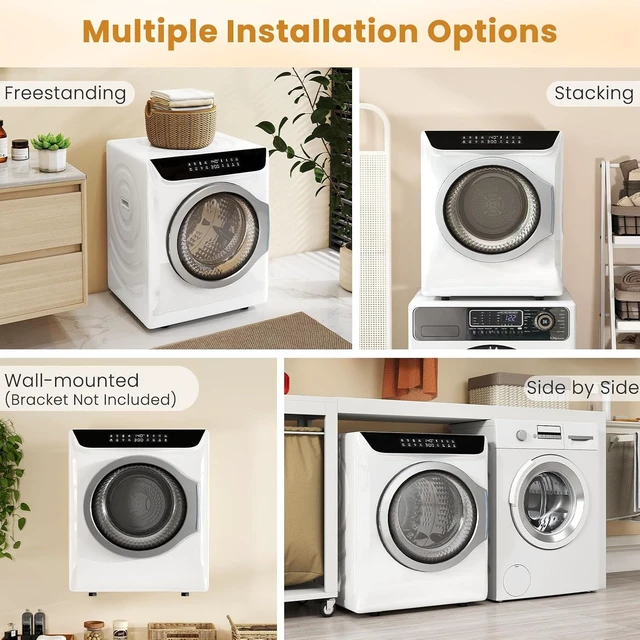 Alt view image 6 of 7 - 2.8 CU. FT. Portable Dryers for Laundry, Compact Clothes Dryer with Stainless Steel Tub & Boot Dryer,1400W Dryer Machine, Electric Dryer with LED Control for Apartment, Dorm, RV, White