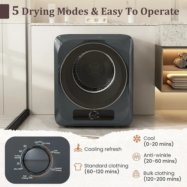 Alt view image 6 of 7 - Portable Washer and Dryer Combo, 28 Lbs Twin Tub Washing Machine, 1.5 Cu.Ft Compact Clothes Dryer, Portable Washing Machine and Dryer Set for Laundry Apartment, RV, Dorm, Grey