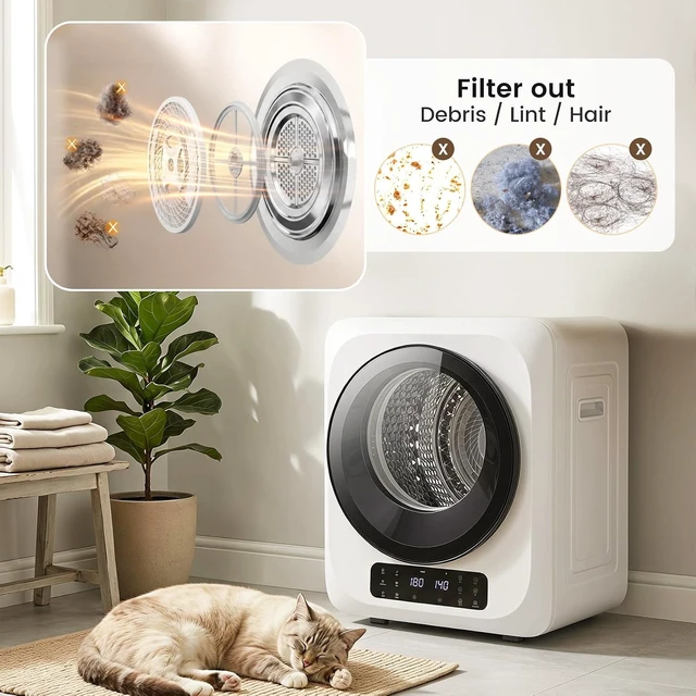 Alt view image 4 of 7 - 1.8 CU. FT. Portable Dryers for Laundry, 120V Clothes Dryer