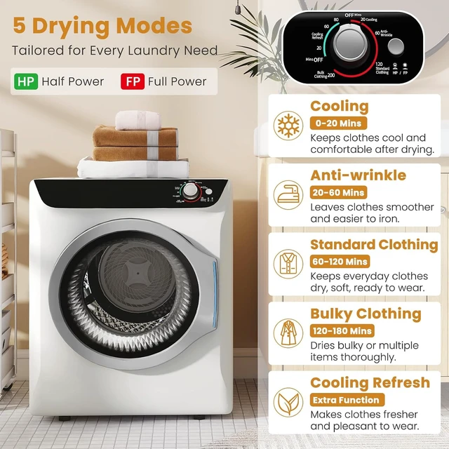 Alt view image 3 of 7 - Portable Washer and Dryer Combo Set, 28 lbs Fully Automatic Washing Machine with Stainless Steel Inner Tub, 2.6 Cu.Ft Portable Dryers, Compact Washer and Dryer for Apartment, RV, Dorm