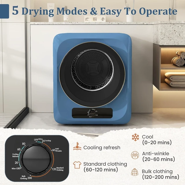 Alt view image 6 of 7 - Portable Washer and Dryer Combo, 28 Lbs Twin Tub Washing Machine, 1.5 Cu.Ft Compact Clothes Dryer, Portable Washing Machine and Dryer Set for Laundry Apartment, RV, Dorm, Blue