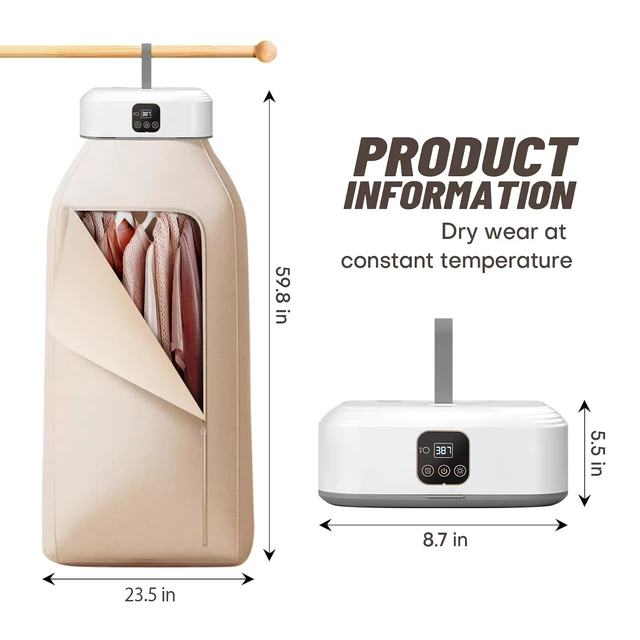 Alt view image 5 of 7 - Portable Clothes Dryer - Mini Laundry Dryers with Remote Control - Small Compact Foldable Electric Drying Machine with Dry Bag for Travel RV Home & Apartment