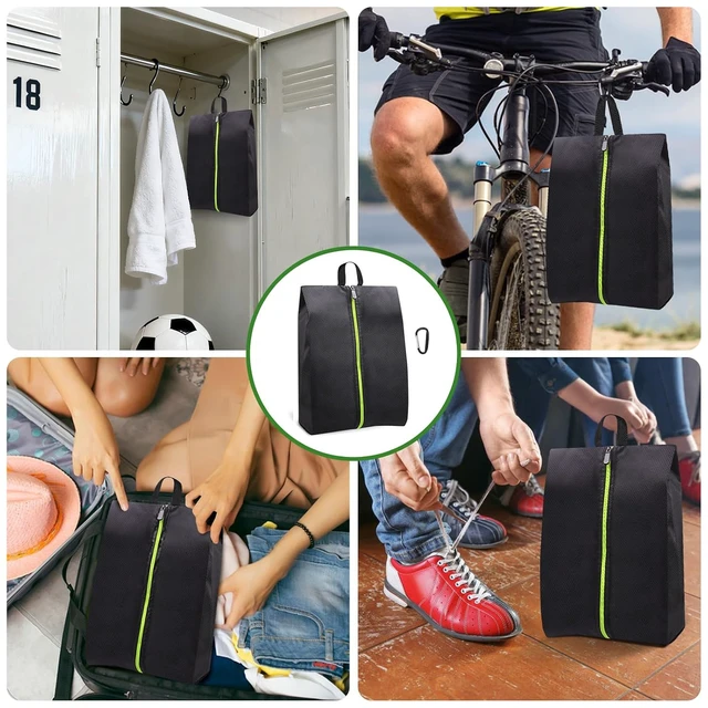 Alt view image 3 of 7 - Roliwils 2 Pack Smell Proof Shoe Cleat Bag with Reinforced Handle | Odor-resistant Cleat Bag with Carabiner | Travel Shoe Organizer for Men | Baseball Soccer Footwear Storage
