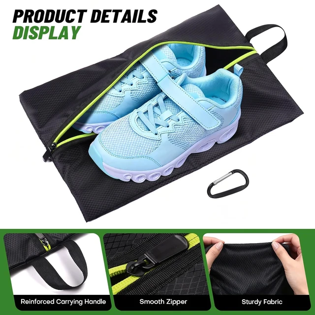 Alt view image 5 of 7 - Roliwils 2 Pack Smell Proof Shoe Cleat Bag with Reinforced Handle | Odor-resistant Cleat Bag with Carabiner | Travel Shoe Organizer for Men | Baseball Soccer Footwear Storage